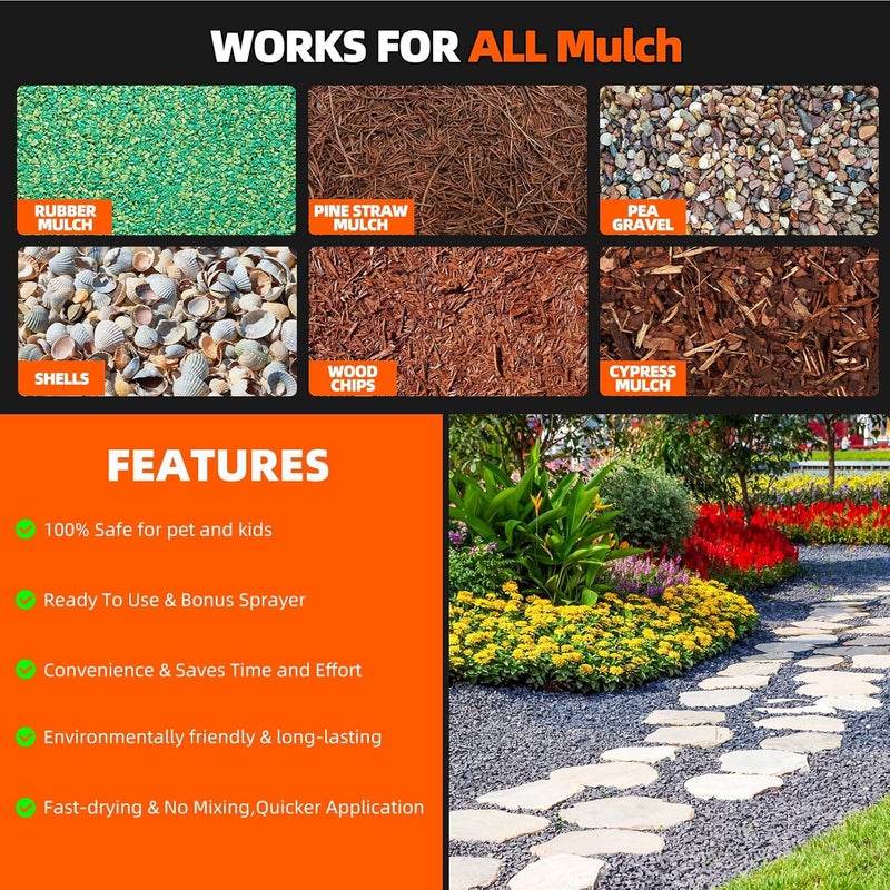 Shabebe Mulch Glue with Sprayer -Ready to Use Binder for Landscaping, Fast-Dry No Dilution Landscape Glue Spray for Rocks, Binder, Mulch Lock and Pea Gravel Stabilizer 27OZ - Image 3